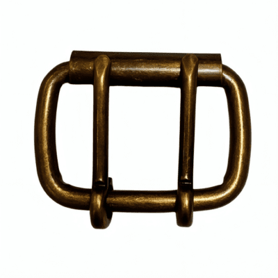 HALF ROLLER HEAVY DUTY DOUBLE TONGUE BUCKLE 38MM ANTIQUE BRASS