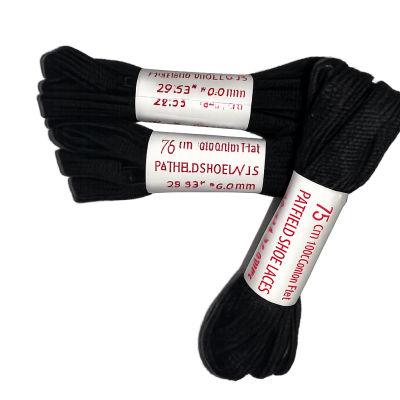 COTTON LACES MEDIUM FLAT 75CM BLACK PAIR